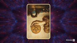 Ace of Pentacles tarot card showing a hand emerging from clouds holding a golden coin